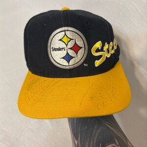 Black and Yellow Steelers Cap Signed